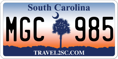 SC license plate MGC985