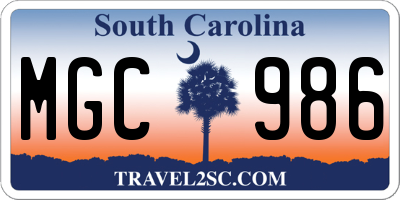 SC license plate MGC986