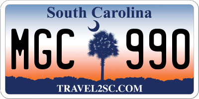 SC license plate MGC990
