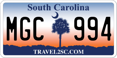 SC license plate MGC994