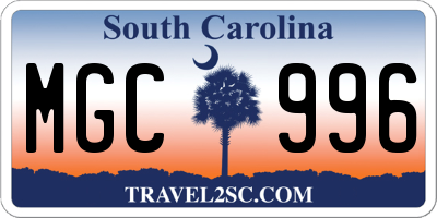 SC license plate MGC996