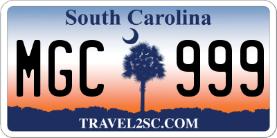 SC license plate MGC999