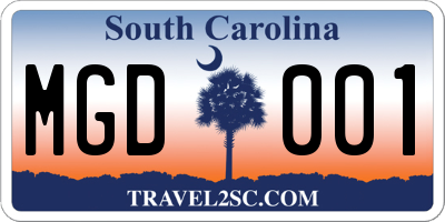 SC license plate MGD001