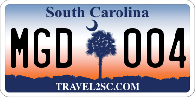 SC license plate MGD004