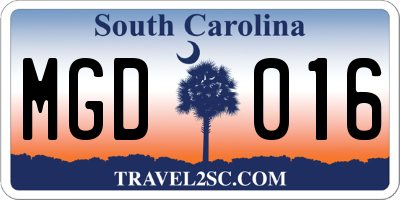 SC license plate MGD016