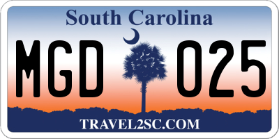SC license plate MGD025