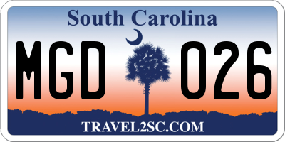SC license plate MGD026