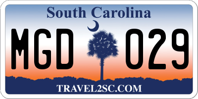 SC license plate MGD029