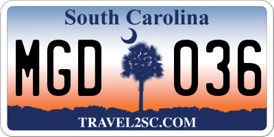 SC license plate MGD036