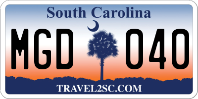 SC license plate MGD040
