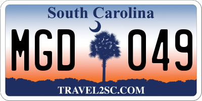 SC license plate MGD049