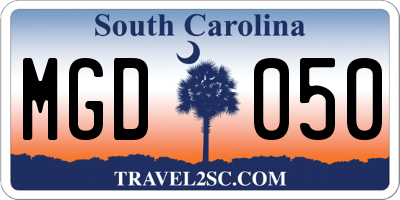 SC license plate MGD050