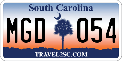SC license plate MGD054