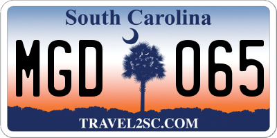 SC license plate MGD065