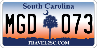 SC license plate MGD073