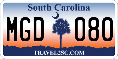SC license plate MGD080