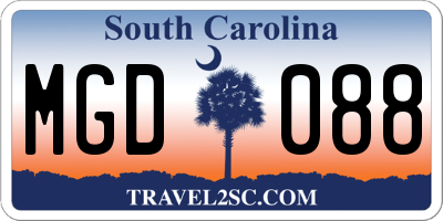 SC license plate MGD088