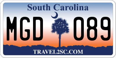 SC license plate MGD089