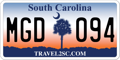 SC license plate MGD094