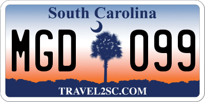 SC license plate MGD099