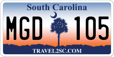 SC license plate MGD105