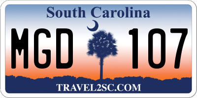 SC license plate MGD107