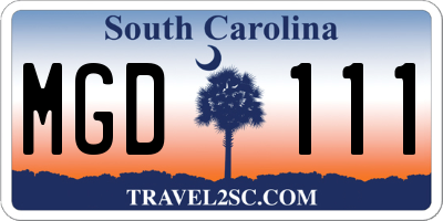 SC license plate MGD111