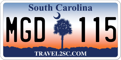SC license plate MGD115
