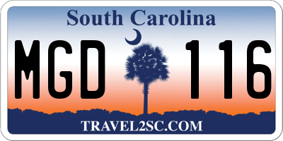 SC license plate MGD116
