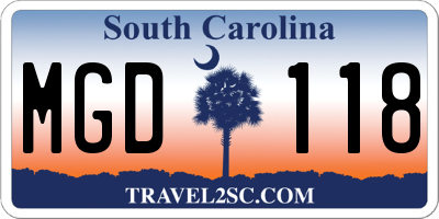 SC license plate MGD118