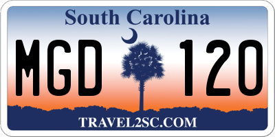 SC license plate MGD120