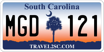 SC license plate MGD121