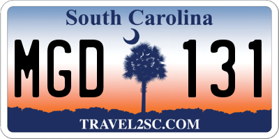 SC license plate MGD131