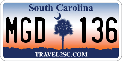 SC license plate MGD136