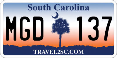 SC license plate MGD137