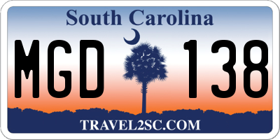 SC license plate MGD138