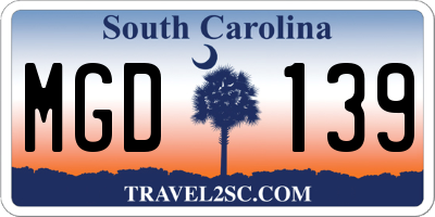 SC license plate MGD139