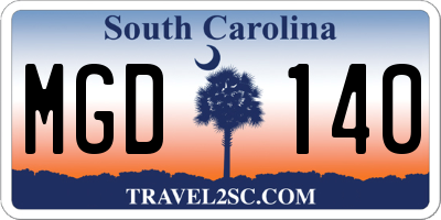SC license plate MGD140