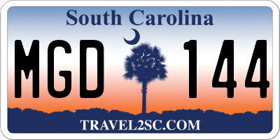 SC license plate MGD144