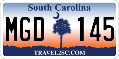 SC license plate MGD145