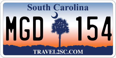 SC license plate MGD154