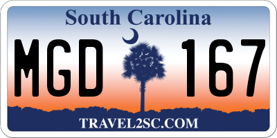 SC license plate MGD167