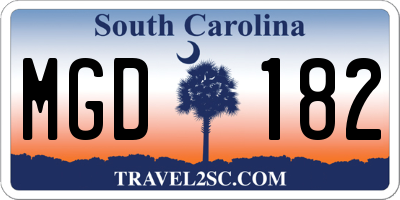 SC license plate MGD182