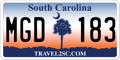 SC license plate MGD183