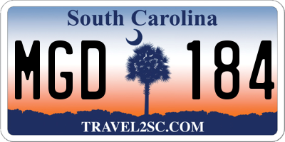 SC license plate MGD184