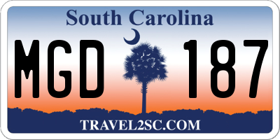 SC license plate MGD187