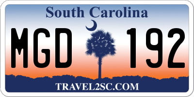 SC license plate MGD192