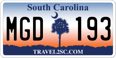 SC license plate MGD193