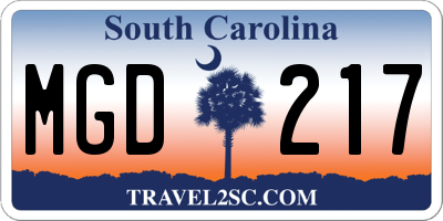 SC license plate MGD217