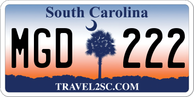 SC license plate MGD222